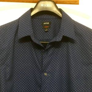APT 9 Men's Slim Fit Dress Shirt in Dark Blue printed Size Large